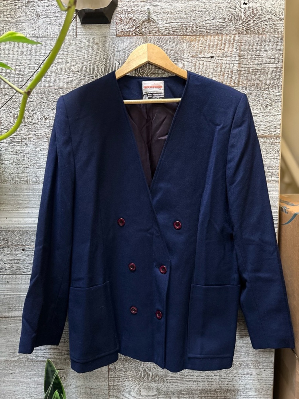 🏷 Snazzie Solo | Vintage CDN Virgin Wool Navy Double-Breasted Blazer - Women L